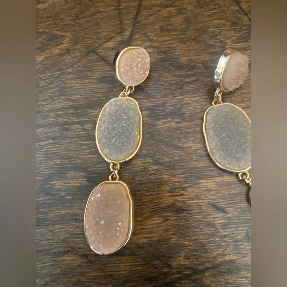 Elegant Gold‎ and Cream Dangle Earrings